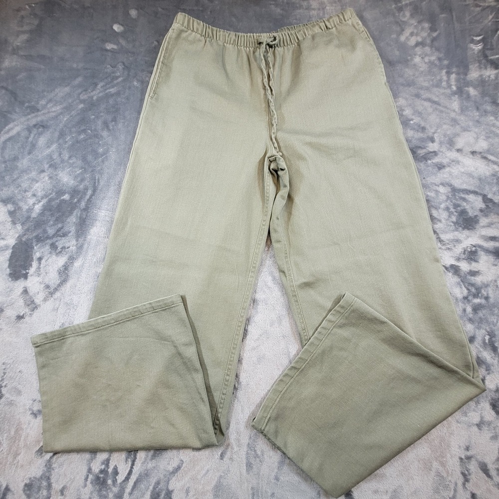 Vanilla Star Womens‎ Medium Olive Green Wide Leg Drawstring Elastic Waist Pants